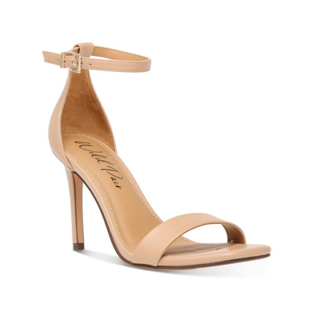 WILD PAIR Womens Beige Adjustable Bethie Square Toe Stiletto Heeled Sandal 9.5